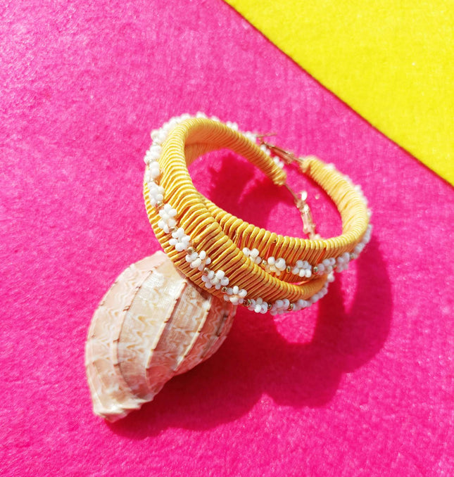 Yellow Cord Blossom Hoops