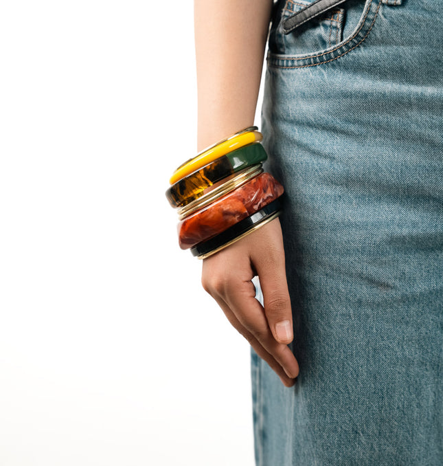 Amber Aura Resin Bangles