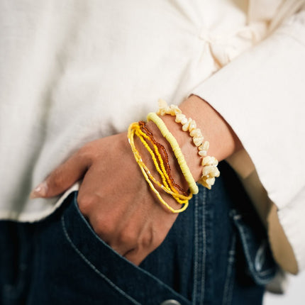 Sunlit Pearl Multi-Layer Stackable Bracelet Set - HASHTACK