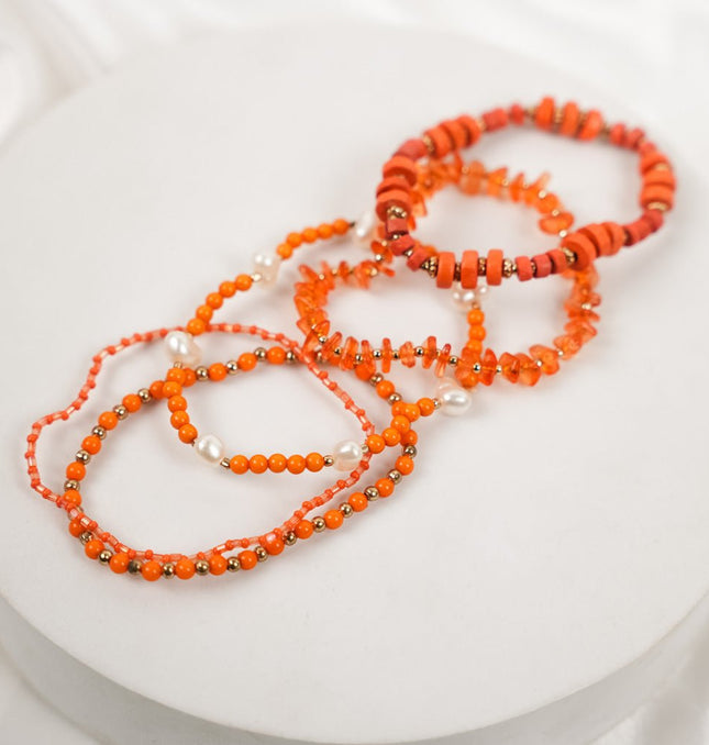 Sunset Pearl Stackable Bracelet Set - HASHTACK