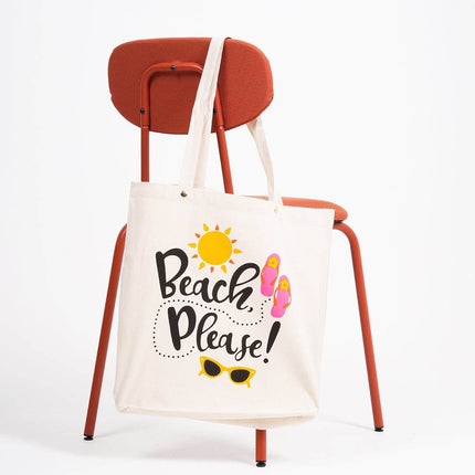 Beach Please Canvas Tote Bag - HASHTACK