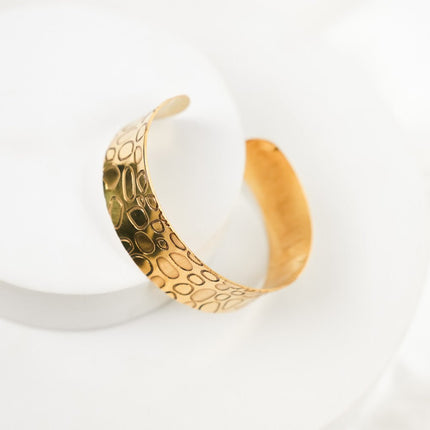Textured Gold Cuff Bracelet - HASHTACK
