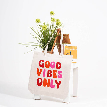 Good Vibes Only Canvas Tote Bag - HASHTACK