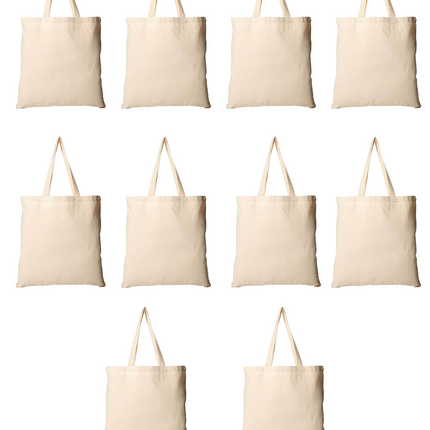 Plain White Canvas Tote Bag Set Of 10