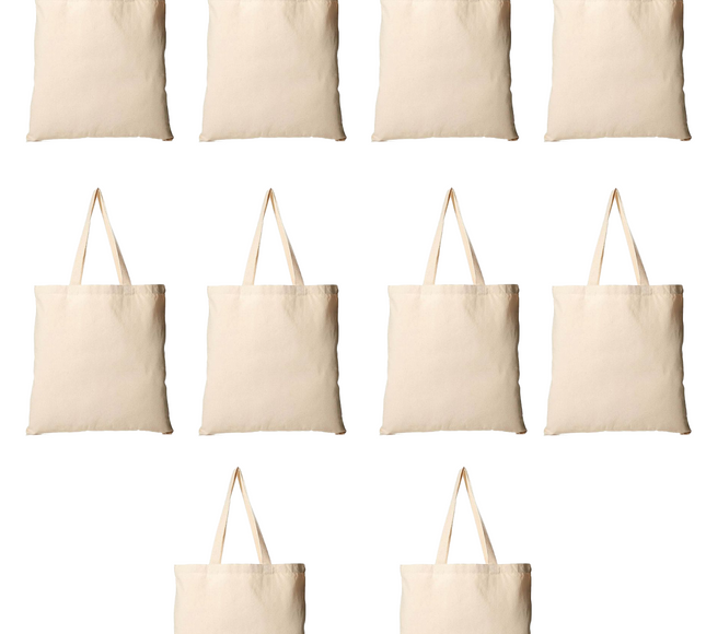 Plain White Canvas Tote Bag Set Of 10