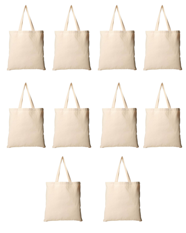 Plain White Canvas Tote Bag Set Of 10