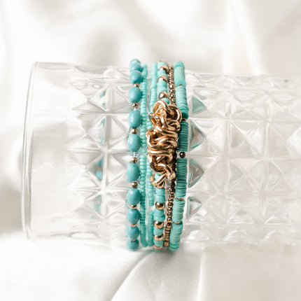 Wave- Set Of 6 Bohemian Bead layer Bracelet