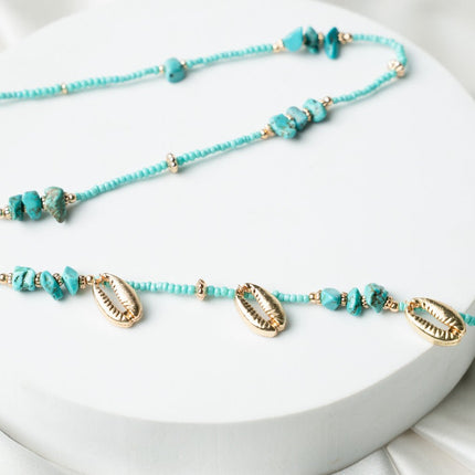 Turquoise Shell Charm Waist Chain - HASHTACK