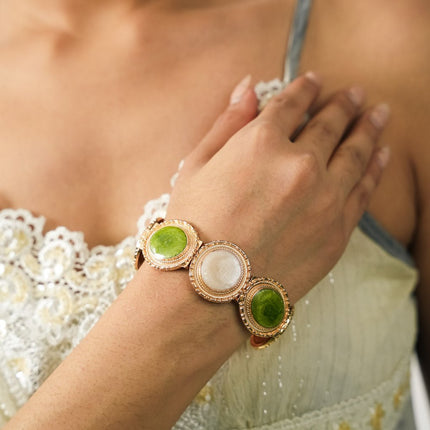 Verdant Harmony Gemstone Cuff Bracelet - HASHTACK