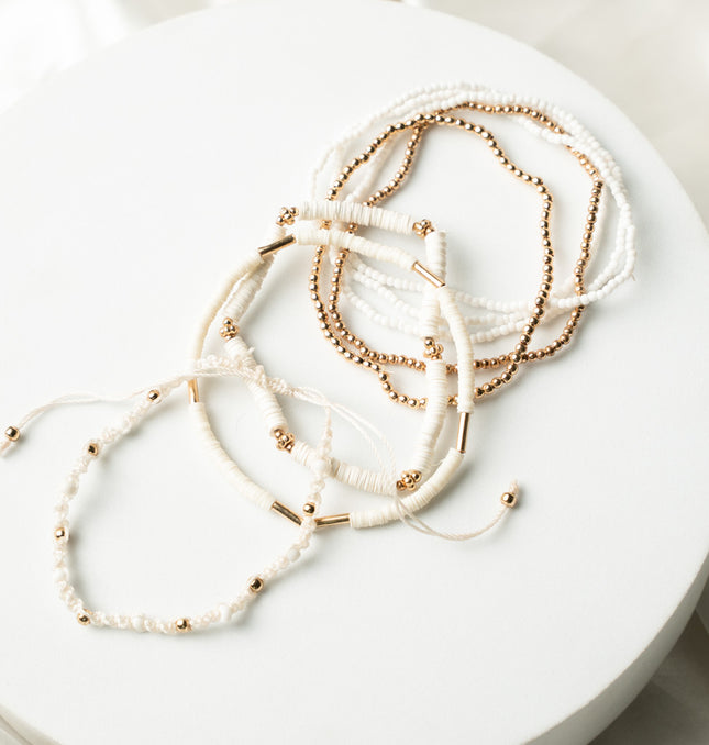 Ivory Charm Layered Bracelet Stack