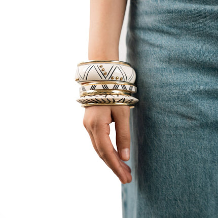 White Edit Resin Bangles - HASHTACK