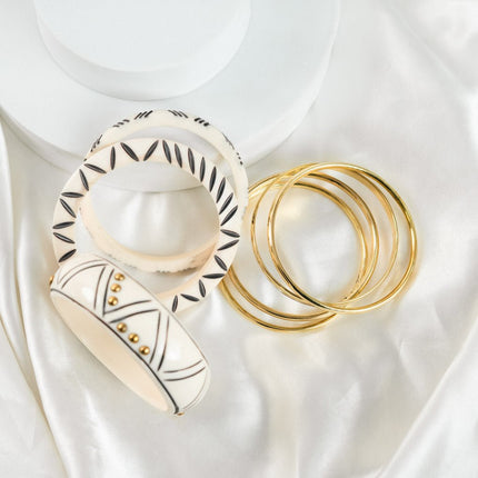 White Edit Resin Bangles - HASHTACK