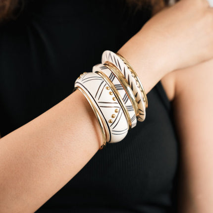 White Edit Resin Bangles - HASHTACK