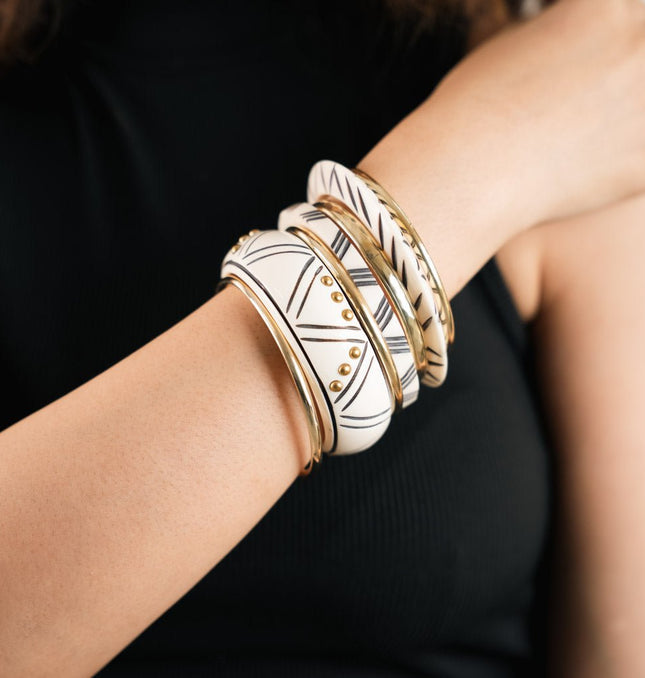 White Edit Resin Bangles - HASHTACK